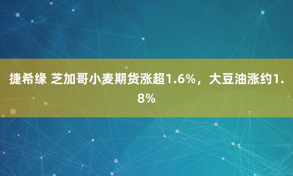 捷希缘 芝加哥小麦期货涨超1.6%，大豆油涨约1.8%
